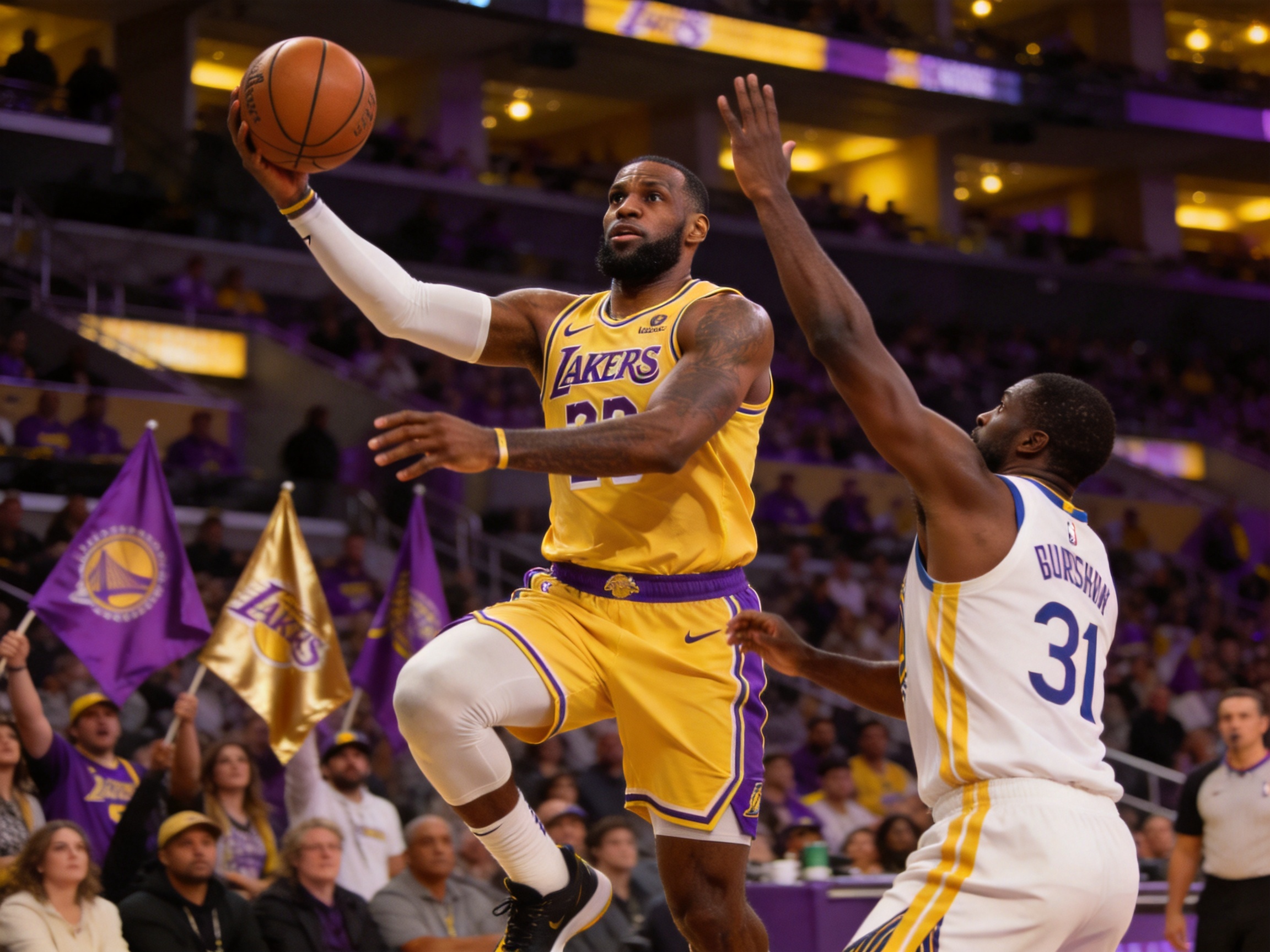 NBA常规赛湖人vs勇士比赛精彩镜头
